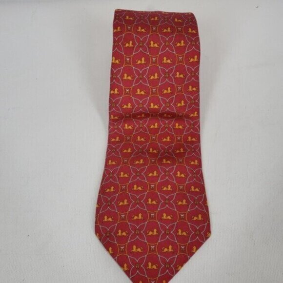 Salvatore Ferragamo Silk Tie Equestrian Horse Saddle Pattern - Picture 6 of 9